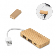MOSER. HUB z 2 portami USB-A i 1 portem USB-C z bambusa - Naturalny