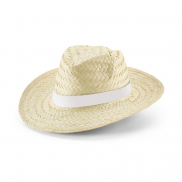 EDWARD RIB. Natural straw hat with sublimated ribbon - Biały