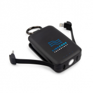 Power bank 4000 mAh, karabińczyk i lampka 1W | Dimetrice - czarny