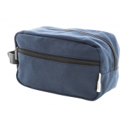 Kosmetyczka z płótna poddanego recyklingowi - ciemno niebieski