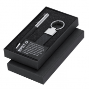 Zestaw upominkowy, brelok, długopis, pudełko podarunkowe - czarny