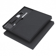 Zestaw upominkowy, brelok, notatnik ok. A5, długopis, pudełko podarunkowe - czarny