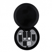 Kabel do ładowania i synchronizacji, 3 adaptery w komplecie, etui z karabińczykiem - czarny