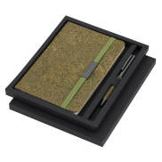 Zestaw upominkowy, notatnik ok. A5, długopis, pudełko podarunkowe - zielony