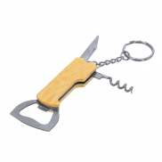 Bambusowy nóż kelnerski, otwieracz do butelek, brelok - drewno