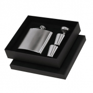 Piersiówka 175 ml ze stali nierdzewnej z recyklingu, 2 kieliszki, lejek - srebrny