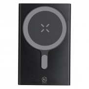 Magnetyczny bezprzewodowy power bank 5000 mAh z aluminium z recyklingu, ładowarka bezprzewodowa 15W - czarny