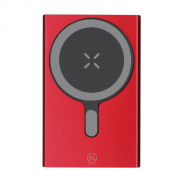 Magnetyczny bezprzewodowy power bank 5000 mAh z aluminium z recyklingu, ładowarka bezprzewodowa 15W - czerwony