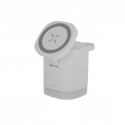 Magnetyczna ładowarka bezprzewodowa 15W z RABS, 3 w 1, stojak na telefon - biały