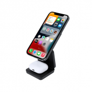 Magnetyczna ładowarka bezprzewodowa 15W z RABS, 3 w 1, stojak na telefon - czarny