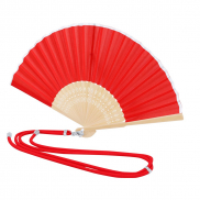 Wachlarz z bambusa - czerwony