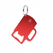 Brelok do kluczy, otwieracz do butelek z aluminium z recyklingu - czerwony