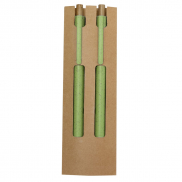 Zestaw piśmienniczy ze słomy pszenicznej, długopis i 'wieczny' ołówek - zielony