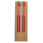 Zestaw piśmienniczy ze słomy pszenicznej, długopis i 'wieczny' ołówek - czerwony