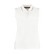 Polo damskie bez rękawów Classic Fit - white/navy