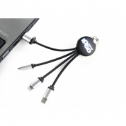 Kabel 3w1 z podświetlanym logo, RXD-368 - czarny