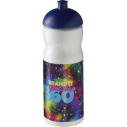 Bidon H2O Base® o pojemności 650 ml z wypukłym wieczkiem, biały, niebieski