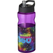 Bidon H2O Base® o pojemności 650 ml z wieczkiem z słomką, fioletowy, czarny