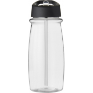 Bidon H2O Pulse o pojemności 600 ml z wieczkiem z dzióbkiem, biały, czarny