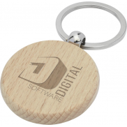 Okrągły brelok do kluczy Giovanni z drewna bukowego, piasek pustyni