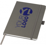 Notatnik w formacie A5 z papieru z recyklingu z okładką z plastiku z recyklingu Honua, szary