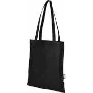 Zeus tradycyjna torba na zakupy o pojemności 6 l wykonana z włókniny z recyklingu z certyfikatem GRS, czarny