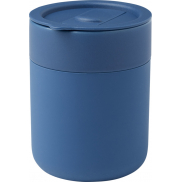 Java kubek ceramiczny z silikonową osłoną i plastikową pokrywką 330 ml, niebieski