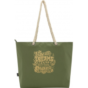 Panama torba termiczna na plażę z uchwytami ze sznurka wykonana z materiałów z recyklingu z certyfikatem GRS 23L, zielony