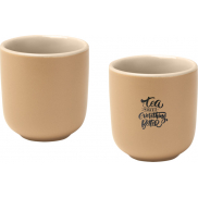 Male filiżanki ceramiczne do espresso o pojemności 90 ml - zestaw 2 sztuk, piasek pustyni