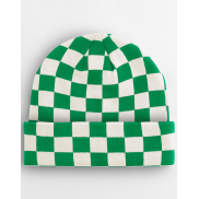Czapka w szachownicę - kelly green/off white