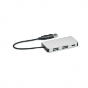 3-portowy hub USB kabel 20cm - srebrny