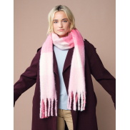 Fluffy Check Scarf - grey check