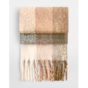 Fluffy Check Scarf - brown check