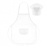 Zestaw małego kucharza, fartuch kuchenny i czapka kucharska, rozmiar dziecięcy | Nedina - biały