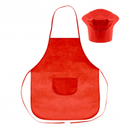 Zestaw małego kucharza, fartuch kuchenny i czapka kucharska, rozmiar dziecięcy | Nedina - czerwony