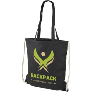 Plecak Eliza wykonany z bawełny o gramaturze 240 g/m² ze sznurkiem ściągającym, czarny