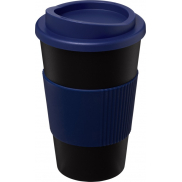 Kubek termiczny z serii Americano® o pojemności 350 ml z uchwytem, czarny, niebieski