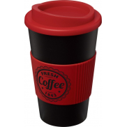 Kubek termiczny z serii Americano® o pojemności 350 ml z uchwytem, czarny, czerwony