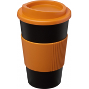 Kubek termiczny z serii Americano® o pojemności 350 ml z uchwytem, czarny, pomarańczowy
