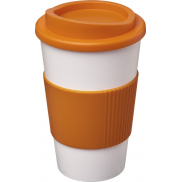 Kubek termiczny z serii Americano® o pojemności 350 ml z uchwytem, biały, pomarańczowy