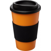Kubek termiczny z serii Americano® o pojemności 350 ml z uchwytem, pomarańczowy, czarny