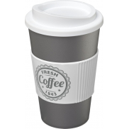 Kubek termiczny z serii Americano® o pojemności 350 ml z uchwytem, szary, biały