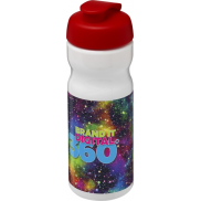 Bidon H2O Base® o pojemności 650 ml z wieczkiem zaciskowym, biały, czerwony
