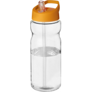 Bidon H2O Base® o pojemności 650 ml z wieczkiem z słomką, biały, pomarańczowy