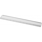 Linijka Ellison o długości 30 cm wykonana z tworzywa sztucznego z papierową wkładką, biały