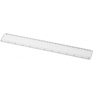 Linijka Ellison o długości 30 cm wykonana z tworzywa sztucznego z papierową wkładką, biały