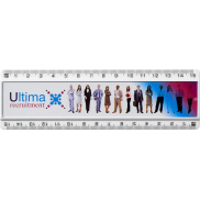 Linijka Ellison o długości 15 cm wykonana z tworzywa sztucznego z papierową wkładką, biały