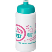 Bidon Baseline® Plus o pojemności 500 ml z wieczkiem sportowym, biały, niebieski