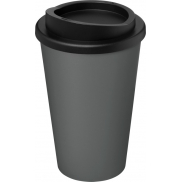 Kubek termiczny americano® o pojemności 350 ml z materiałów pochodzących z recyklingu, szary, czarny