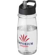 Bidon H2O Pulse o pojemności 600 ml z wieczkiem z dzióbkiem, biały, czarny